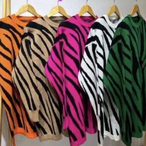 zebra print knitted long dress